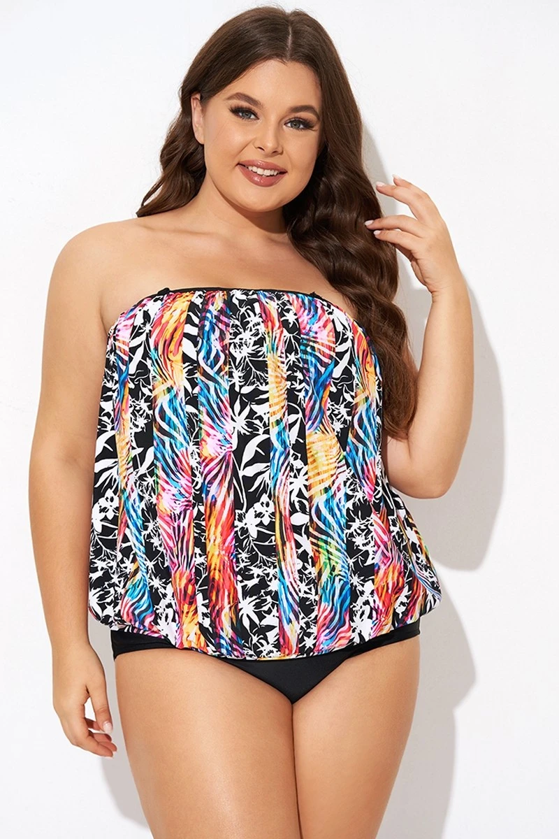 Detachable Neck Strap Blouson Bandeau Tankini Top 8 Detachable Neck Strap Blouson Bandeau Tankini Top - Image 6