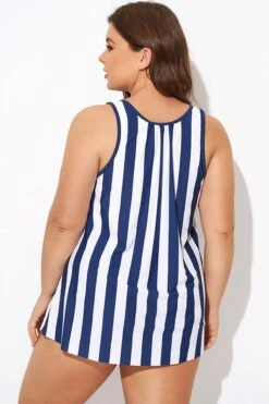 Striped Navy Blue Bowknot Women Tankini Top 9 Striped Navy Blue Bowknot Women Tankini Top -Maraluxe Swimwear Shop b detan174001 2