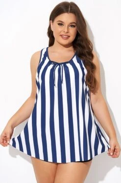 Striped Navy Blue Bowknot Women Tankini Top 10 Striped Navy Blue Bowknot Women Tankini Top -Maraluxe Swimwear Shop b detan174001 3