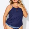 Navy High Neck Blouson Women Tankini Top -Maraluxe Swimwear Shop b detan176001 1