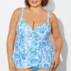 Blue Purple Palm Faux Flyaway Underwire Tankini Top -Maraluxe Swimwear Shop b detan177001 1