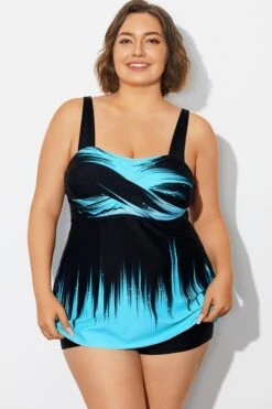Cross Front Wide Strap Blue Ombre Tankini Top 10 Cross Front Wide Strap Blue Ombre Tankini Top -Maraluxe Swimwear Shop b detan179001 1