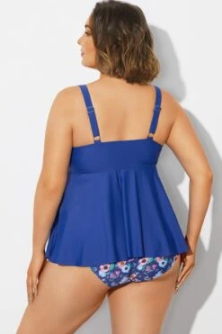 Navy Blue Tie Ruffle Sweetheart Neckline Tankini Top -Maraluxe Swimwear Shop b detan180001 2