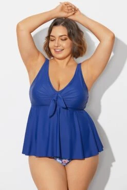 Navy Blue Tie Ruffle Sweetheart Neckline Tankini Top -Maraluxe Swimwear Shop b detan180001 4