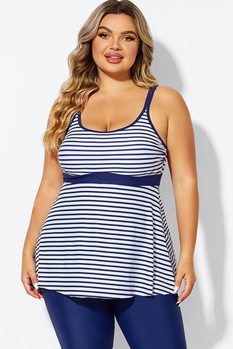 Blue&White Stripe Adjustable Strap Tankini Top 5 Blue&White Stripe Adjustable Strap Tankini Top - Image 3
