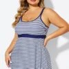 Blue＆White Stripe Adjustable Strap Tankini Top -Maraluxe Swimwear Shop b detan181001 4