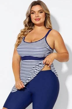 Blue&White Stripe Adjustable Strap Tankini Top 12 Blue&White Stripe Adjustable Strap Tankini Top -Maraluxe Swimwear Shop b detan181001 5