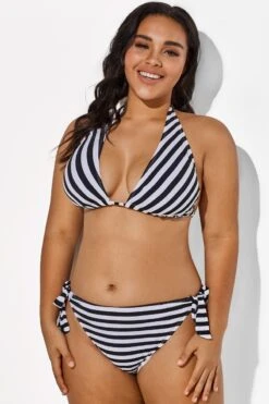 Self Tie Striped Ribbed Triangle Bikini Set -Maraluxe Swimwear Shop b sfbk1911003 3