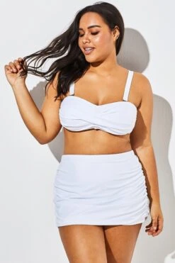 White Twist Front Bandeau Spa Bikini With Skirt 12 White Twist Front Bandeau Spa Bikini With Skirt -Maraluxe Swimwear Shop b sfbk1911009 1