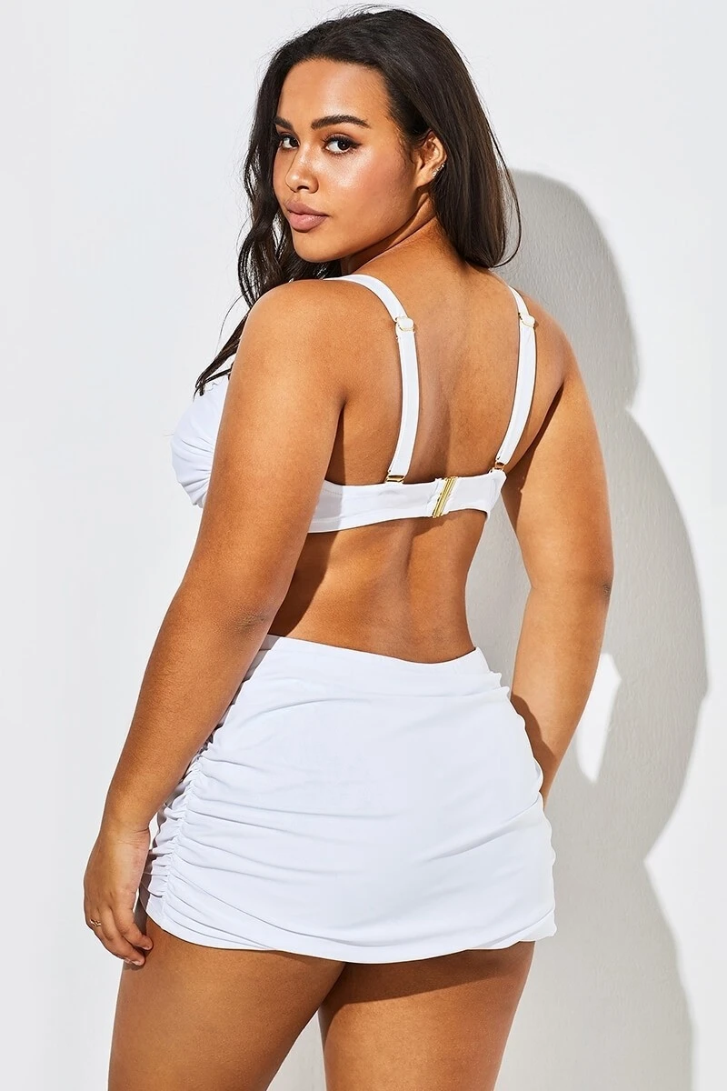 White Twist Front Bandeau Spa Bikini With Skirt 4 White Twist Front Bandeau Spa Bikini With Skirt - Image 2