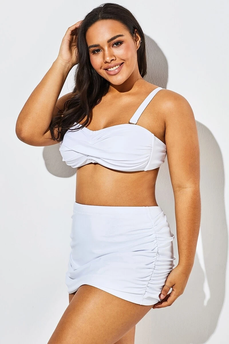 White Twist Front Bandeau Spa Bikini With Skirt 5 White Twist Front Bandeau Spa Bikini With Skirt - Image 3