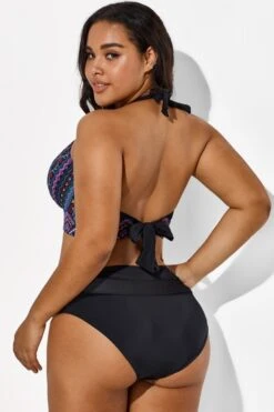 Black And Purple Printed Halter Sexy Bikini Set -Maraluxe Swimwear Shop b sfbk1911038 6 3