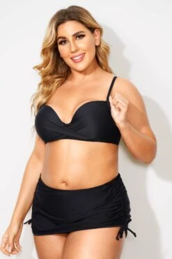 Fashionable Black V-neck Halter Bikini Set -Maraluxe Swimwear Shop b sfbk2003054 4