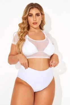 White Self-tie Halter Straps Mesh Crop Bikini Top -Maraluxe Swimwear Shop b sfbk2003072 5
