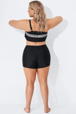 Black Solid Mid Waist Women Boy Short -Maraluxe Swimwear Shop b sfbt1911001 3
