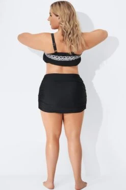 Black Beach Shirred Skirt With Built-in Brief -Maraluxe Swimwear Shop b sfbt1911005 3
