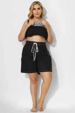 Solid Long Black Board Loose Short 8 Solid Long Black Board Loose Short -Maraluxe Swimwear Shop b sfbt1911009 3