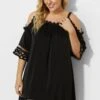 Black Crochet Off The Shoulder Cover Up Dress -Maraluxe Swimwear Shop b sfcu001 1