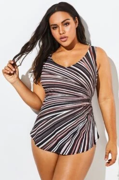 V-neck Prism Sarong Front One Piece Swimsuit -Maraluxe Swimwear Shop b sfop1911013 6