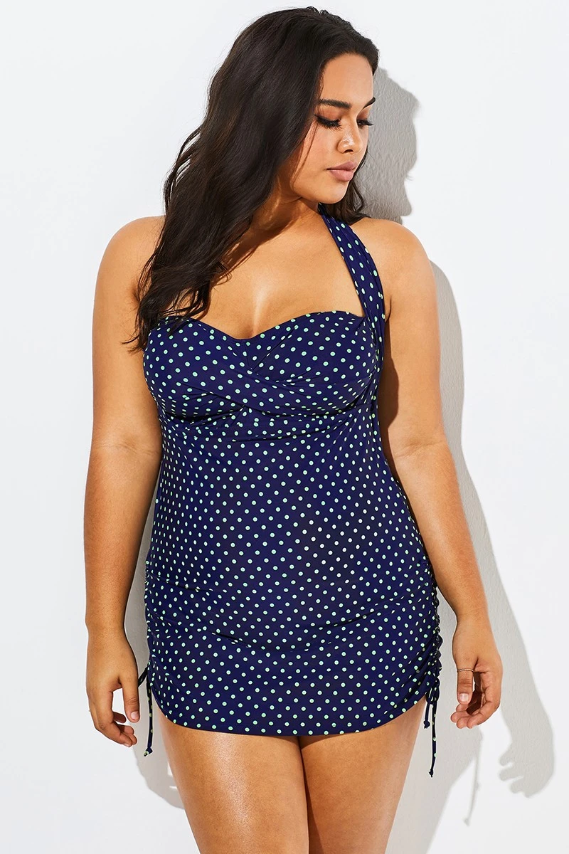 Blue Polka Dot One Piece Swimsuit For Women 3 Blue Polka Dot One Piece Swimsuit For Women