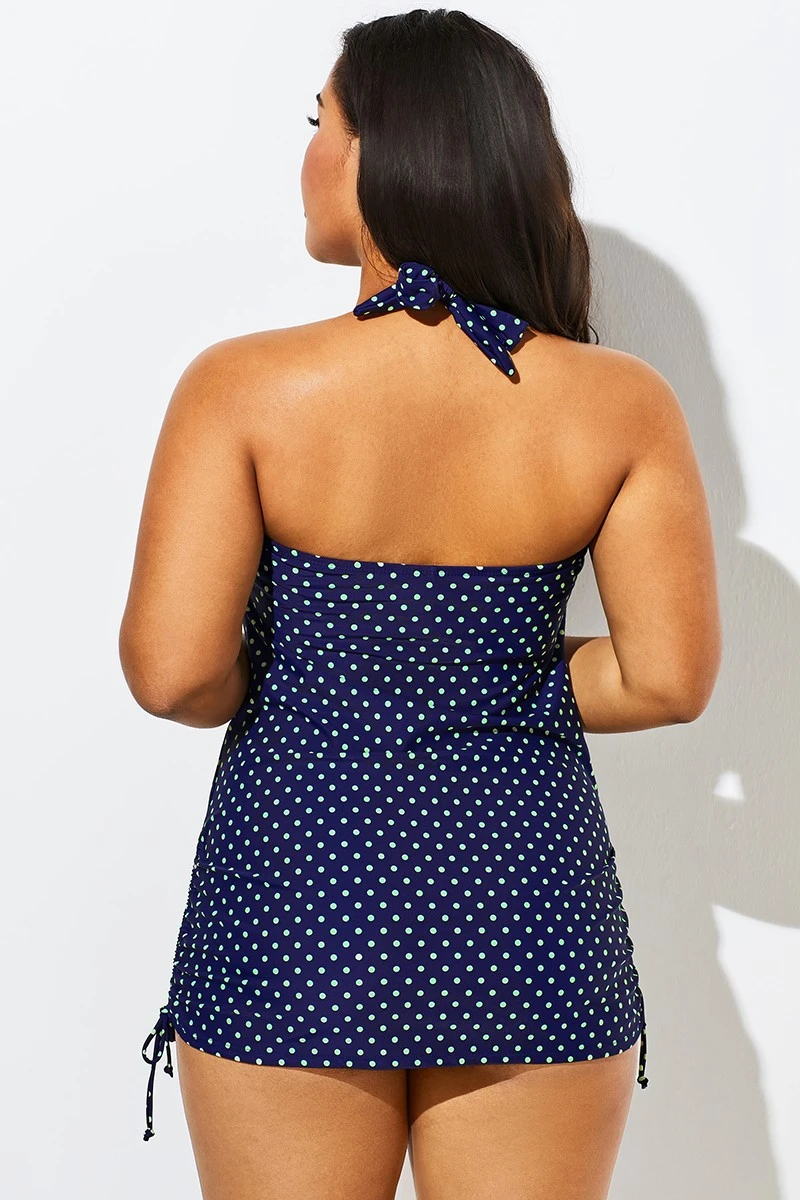 Blue Polka Dot One Piece Swimsuit For Women 4 Blue Polka Dot One Piece Swimsuit For Women - Image 2