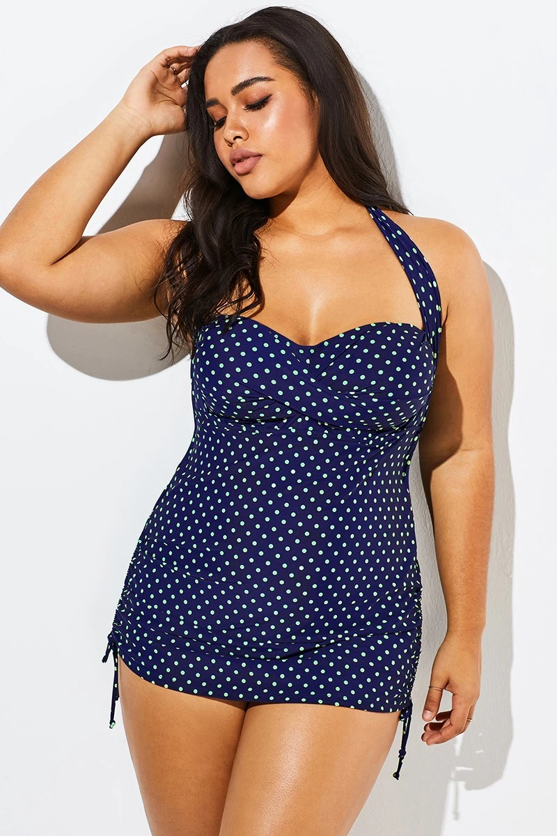 Blue Polka Dot One Piece Swimsuit For Women 6 Blue Polka Dot One Piece Swimsuit For Women - Image 4
