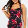 Poppies H-Back Sarong Front One Piece Swimsuit