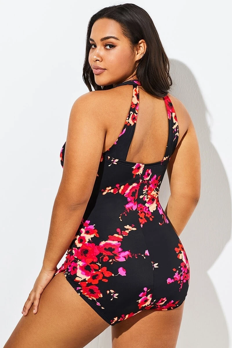 Poppies H-Back Sarong Front One Piece Swimsuit 4 Poppies H-Back Sarong Front One Piece Swimsuit - Image 2