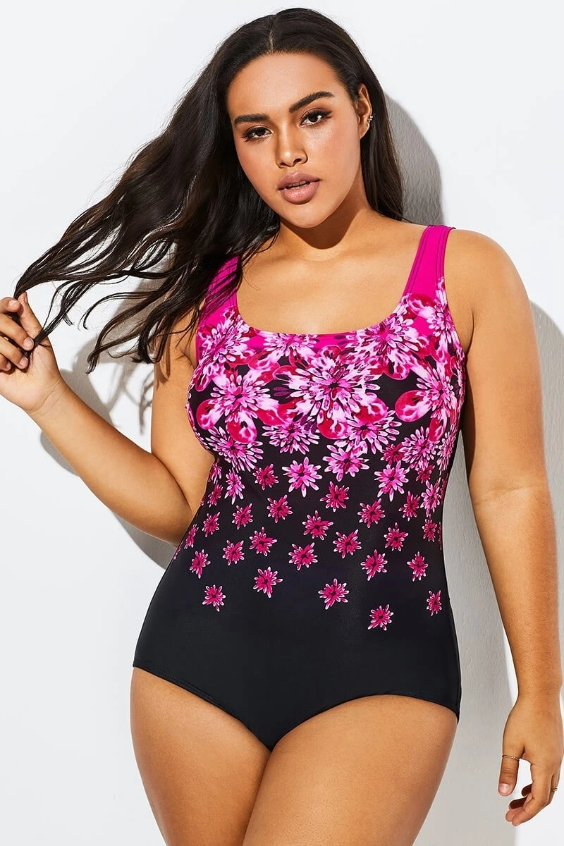 Gradient Exploded Floral Sport One Piece Swimsuit 8 Gradient Exploded Floral Sport One Piece Swimsuit - Image 6