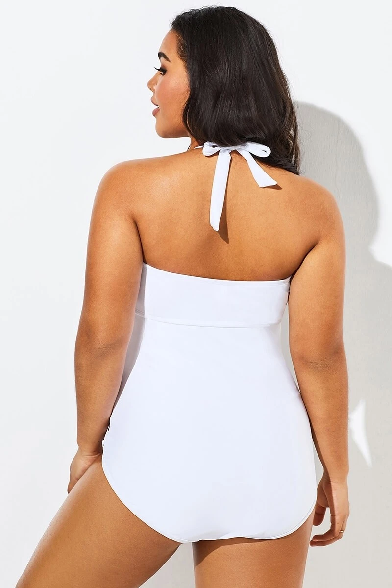 White Hollow Out Underwire One Piece Swimsuit 4 White Hollow Out Underwire One Piece Swimsuit - Image 2