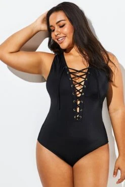 Black Lace Up One Piece Open Back Swimsuit -Maraluxe Swimwear Shop b sfop1911058 4