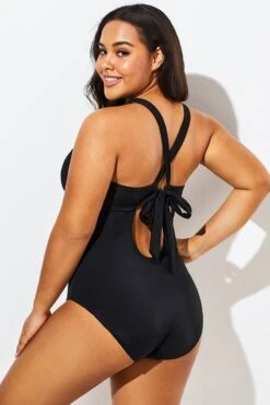 Black Lace Up One Piece Open Back Swimsuit -Maraluxe Swimwear Shop b sfop1911058 5