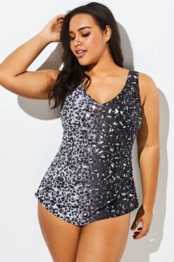 Modern Sarong Front V-Neck One Piece Swimsuit -Maraluxe Swimwear Shop b sfop1911072 3
