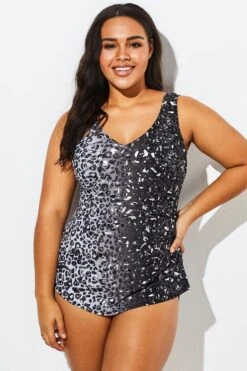 Modern Sarong Front V-Neck One Piece Swimsuit -Maraluxe Swimwear Shop b sfop1911072 4