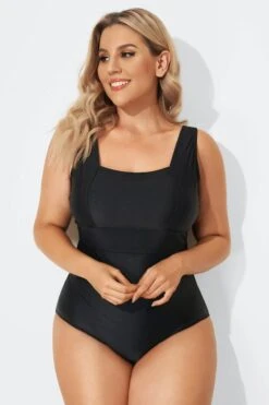 Black Square Neckline Straps One Piece Swimsuit -Maraluxe Swimwear Shop b sfop1911103 3