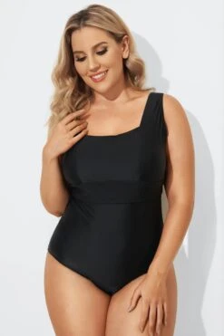 Black Square Neckline Straps One Piece Swimsuit -Maraluxe Swimwear Shop b sfop1911103 4