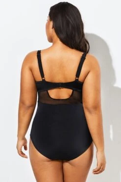Black Cut Out Mesh Underwire One Piece Swimsuit -Maraluxe Swimwear Shop b sfop1911127 2
