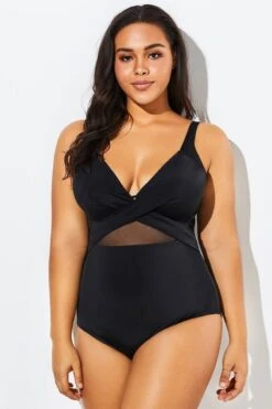 Black Cut Out Mesh Underwire One Piece Swimsuit -Maraluxe Swimwear Shop b sfop1911127 3