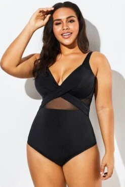 Black Cut Out Mesh Underwire One Piece Swimsuit -Maraluxe Swimwear Shop b sfop1911127 4