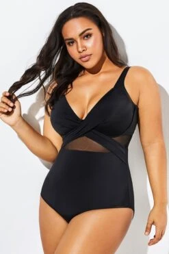 Black Cut Out Mesh Underwire One Piece Swimsuit -Maraluxe Swimwear Shop b sfop1911127 6