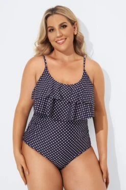 Navy Scoopneck Dot Tiered One Piece Swimsuit 8 Navy Scoopneck Dot Tiered One Piece Swimsuit -Maraluxe Swimwear Shop b sfop2003092 3