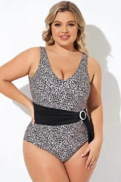 Animal Print V-neck Wide Straps One Piece Swimsuit -Maraluxe Swimwear Shop b sfop2003160 6