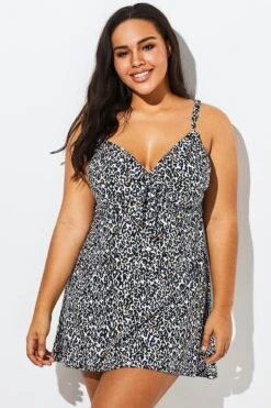 Leopardess Backless Tie Front Underwire Swimdress -Maraluxe Swimwear Shop b sfsd1911002 1