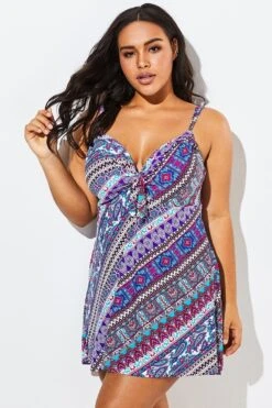 Technicolor Stylish Tie Front Underwire Swimdress -Maraluxe Swimwear Shop b sfsd1911004 3