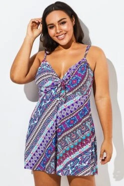 Technicolor Stylish Tie Front Underwire Swimdress -Maraluxe Swimwear Shop b sfsd1911004 6
