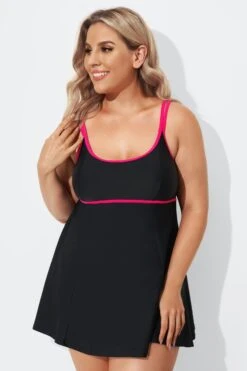 Black Scoopneck Double Lingerie Straps Swimdress -Maraluxe Swimwear Shop b sfsd1911035 1