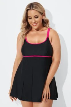 Black Scoopneck Double Lingerie Straps Swimdress -Maraluxe Swimwear Shop b sfsd1911035 3