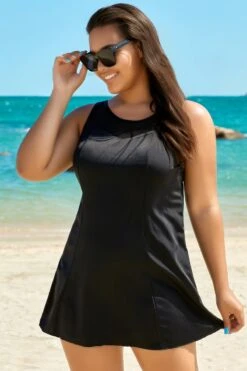 Black Elegant Women Mesh High Neck Swimdress -Maraluxe Swimwear Shop b sfsd1911036 5