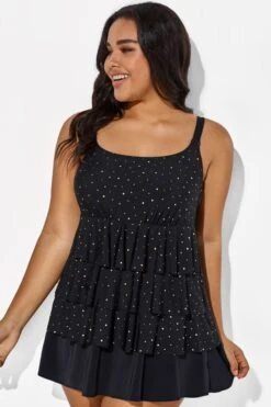 Black Square Neck Ruffle Vintage Women Swimdress -Maraluxe Swimwear Shop b sfsd1911046 33