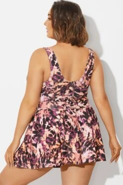 V-Neck Auburn Tie Dye Black Elegant Swimdress -Maraluxe Swimwear Shop b sfsd1911048 2